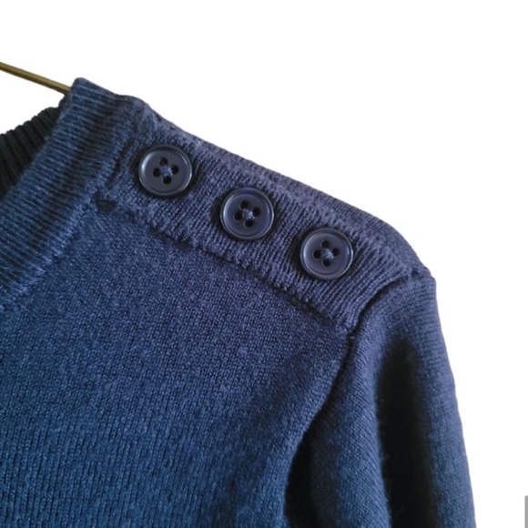 ModCloth Women’s Sweater Medium Navy Blue Metallic Stripe Soft Knit - Picture 4 of 6